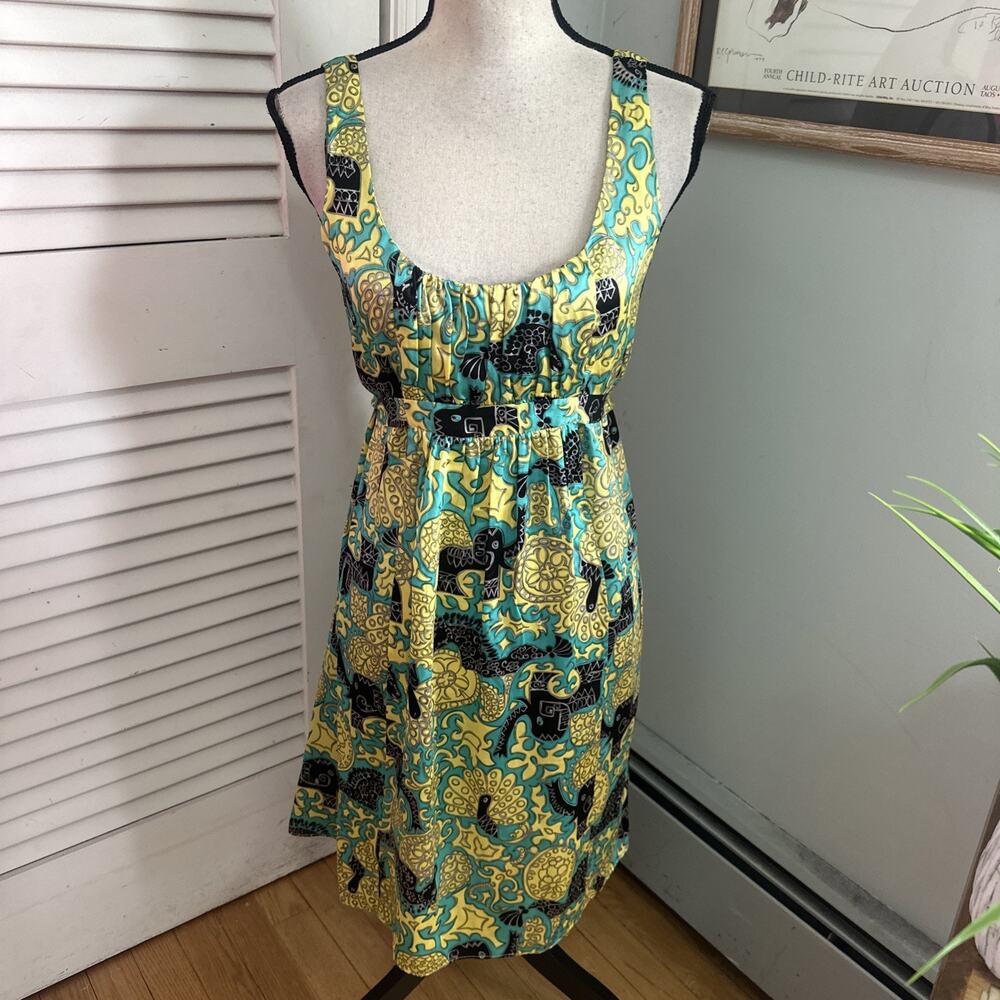 Alice + Trixie Dress Small Green Satin Paisley Babydoll Retro Y2K Soft Girl - Picture 2 of 10